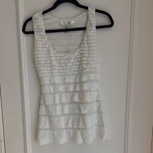 Cream Sleeveless Ruffled Tiered Tank Top